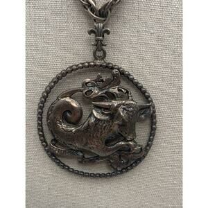 Vintage Zodiac Taurus Necklace & Pendant Substantial Statement Whimsygoth